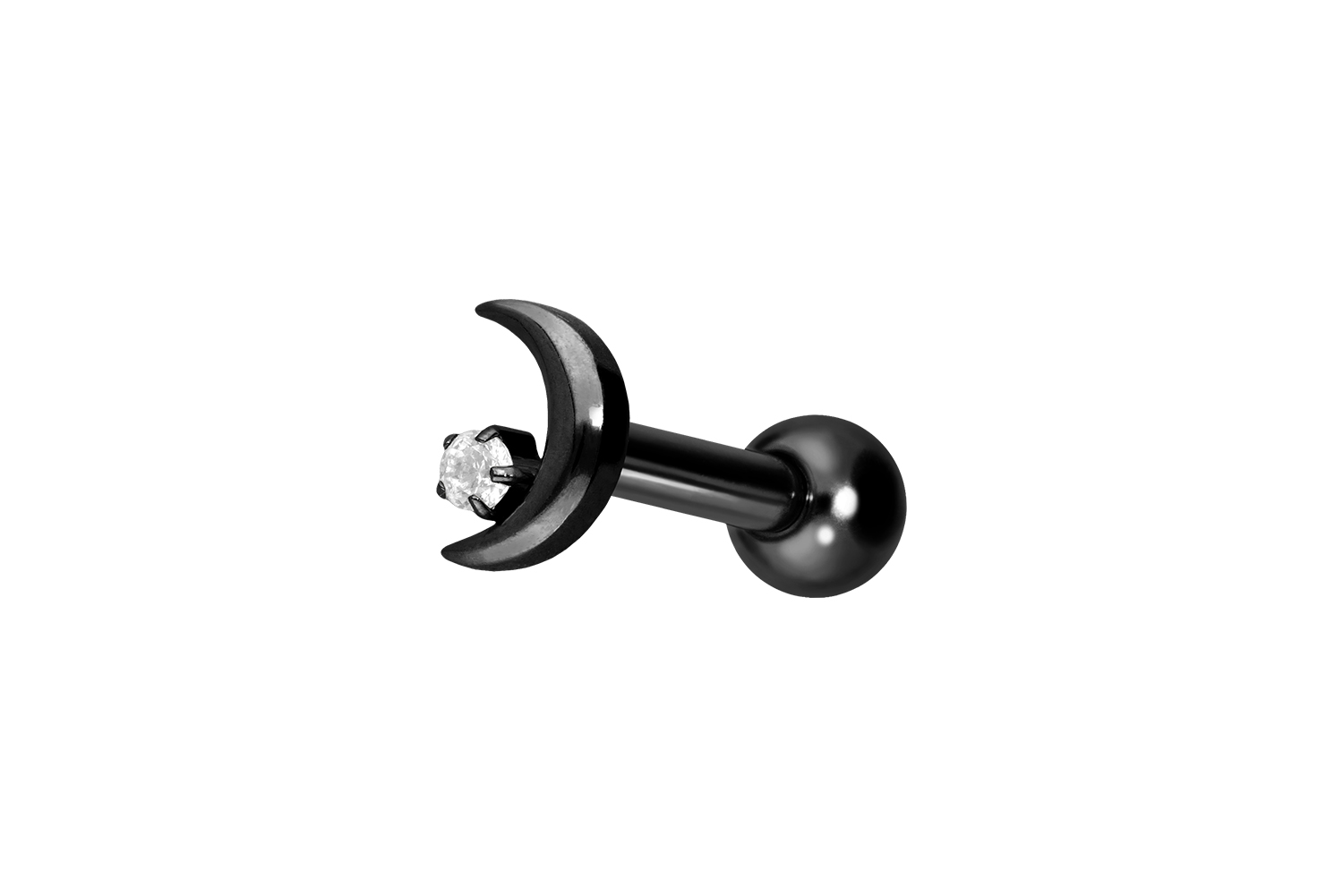 Titan Ohrpiercing mit Innengewinde MOND + KRISTALL
